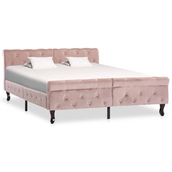 vidaXL Rama łóżka, różowa, tapicerowana aksamitem, 140 x 200 cm