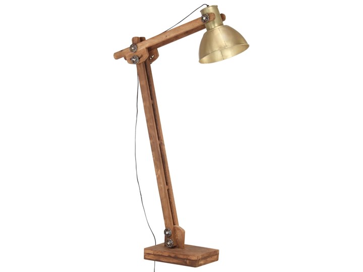 vidaXL Lampa podłogowa, kolor mosiądzu, E27, lite drewno mango Lampa z kloszem Metal Funkcje Lampa regulowana Pomieszczenie Sypialnia