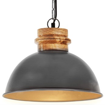 vidaXL Industrialna lampa wisząca, szara, okrągła, 32 cm, E27, mango