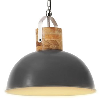 vidaXL Industrialna lampa wisząca, szara, okrągła, 42 cm, E27, mango