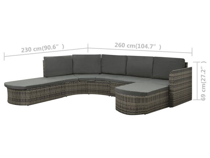 vidaXL 4-cz. zestaw wypoczynkowy do ogrodu, poduszki, rattan PE, szary Zestawy wypoczynkowe Zestawy modułowe Tworzywo sztuczne Stal Zawartość zestawu Sofa