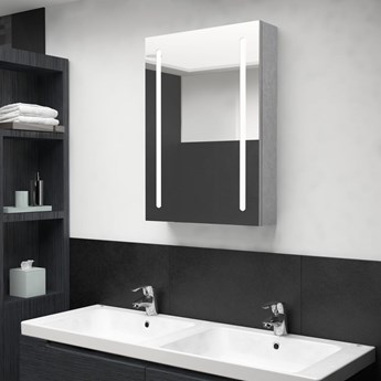 vidaXL Szafka łazienkowa z lustrem i LED, szarość betonu, 50x13x70 cm