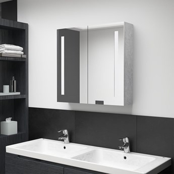 vidaXL Szafka łazienkowa z lustrem i LED, szarość betonu, 62x14x60 cm