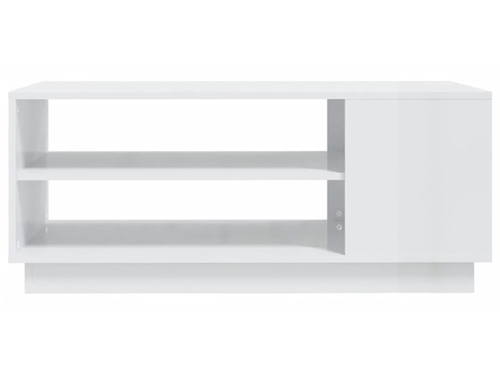 vidaXL Stolik kawowy, wysoki połysk, biały, 102x55x43 cm, płyta Długość 102 cm Funkcje Z półkami