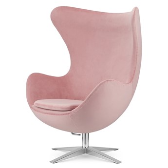 Fotel Egg Jajo Premium Velvet Treviso Aksamitny Welur obrotowy z funkcją bujania Pudrowy róż (SWAN-40) Srebrna-szeroka