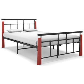 vidaXL Rama łóżka, metal i lite drewno dębowe, 120x200 cm