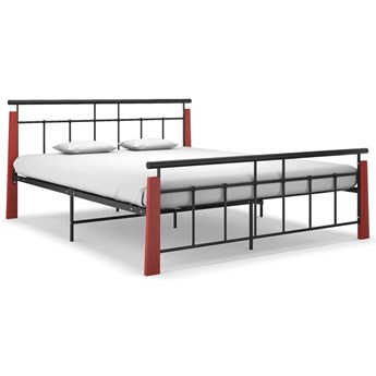 vidaXL Rama łóżka, metal i lite drewno dębowe, 160x200 cm