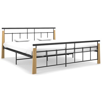 vidaXL Rama łóżka, metal i drewno dębowe, 180x200 cm
