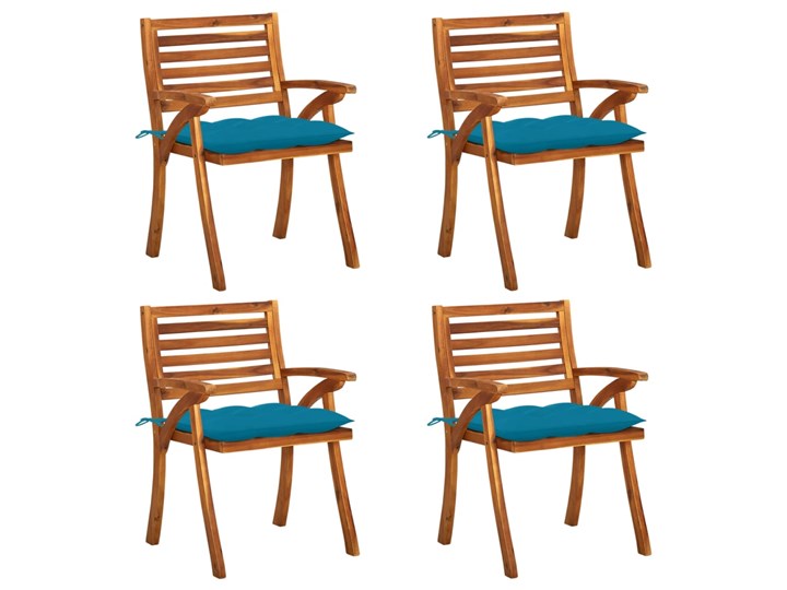 vidaXL Krzesła ogrodowe z poduszkami, 4 szt., lite drewno akacjowe Tworzywo sztuczne Krzesło z podłokietnikami Kolor Brązowy
