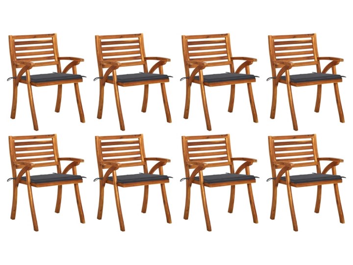 vidaXL Krzesła ogrodowe z poduszkami, 8 szt., lite drewno akacjowe Tworzywo sztuczne Krzesło z podłokietnikami Kolor Brązowy
