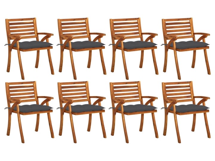 vidaXL Krzesła ogrodowe z poduszkami, 8 szt., lite drewno akacjowe Tworzywo sztuczne Krzesło z podłokietnikami Styl Rustykalny