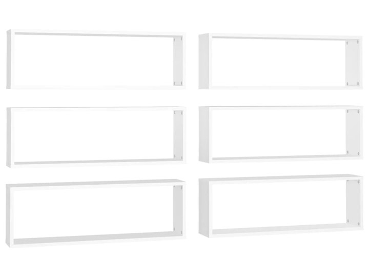 vidaXL Półki ścienne kostki, 6 szt., białe, 80x15x26,5 cm, płyta Płyta meblowa Płyta laminowana Płyta wiórowa Płyta MDF Kolor Biały