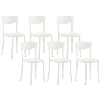 Beliani Zestaw 6 krzeseł ogrodowych białe polipropylen lekki plastik odporne na pogodę wewnątrz na zewnątrz nowoczesne