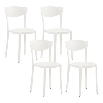 Beliani Zestaw 4 krzeseł ogrodowych białe polipropylen lekki plastik odporne na pogodę wewnątrz na zewnątrz nowoczesne