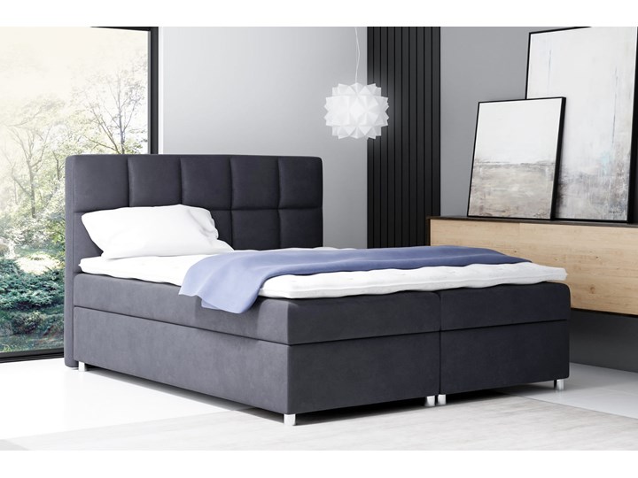 Łóżko kontynentalne 140x200 NAPOLI / z pojemnikiem Kolor Szary Tkanina Kategoria Łóżka do sypialni