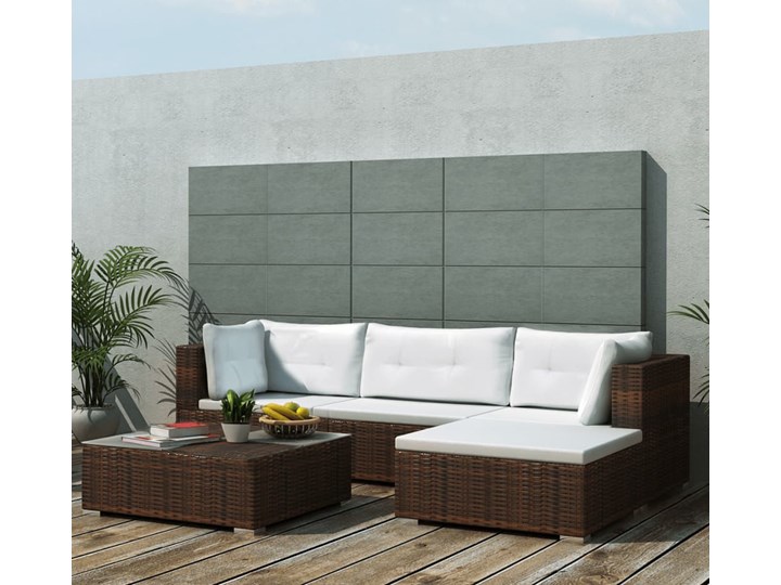 vidaXL 5-cz. zestaw mebli do ogrodu, poduszki, rattan PE, brązowy Tworzywo sztuczne Zestawy modułowe Zestawy wypoczynkowe Stal Zawartość zestawu Sofa