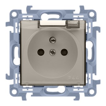Gniazdo wtyczkowe pojedyncze do wersji IP44 z przesłonami torów prądowych - bez uszczelki -  klapka w kolorze transparentnym kremowy 16A