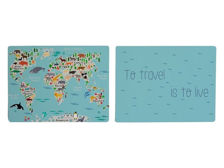 Zestaw 2 mat stołowych Little Nice Things World Podkładka pod talerz Kategoria Podkładki kuchenne Kolor Turkusowy