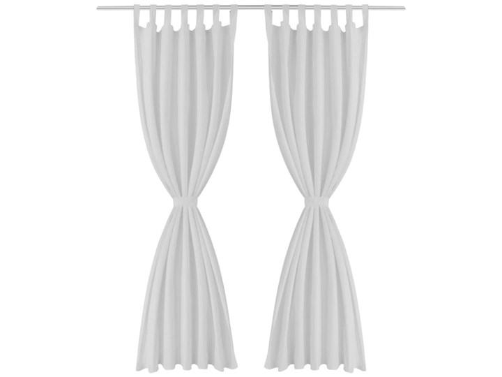 vidaXL Białe atłasowe zasłony z pętelkami 2 szt. 140 x 225 cm Zasłona zaciemniająca 140x225 cm Poliester Pomieszczenie Salon Wzór Paski