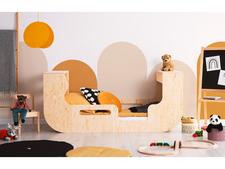 Drewniane łóżko dla dziecka z barierką - Wenus Domki Płyta MDF Drewno Rozmiar materaca 80x140 cm