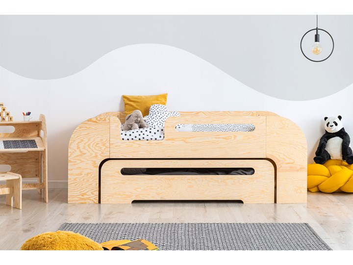 Łóżko dziecięce z szufladą i barierką ochronną - Kaja Drewno Płyta MDF Rozmiar materaca 80x180 cm