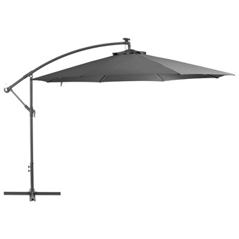 vidaXL Parasol wiszący z LED i metalową rurą, 350 cm, antracytowy