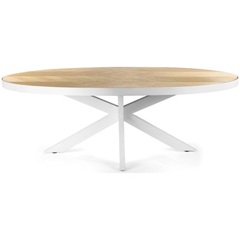 Stół naturalny fornirowany blat białe metalowe nogi 230x110 cm