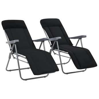 vidaXL Składane krzesła ogrodowe z poduszkami, 2 szt., czarne