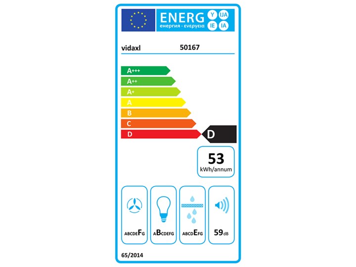 vidaXL Okap kuchenny nad wyspę z wyświetlaczem LCD Poziom hałasu 65 dB Kategoria Okapy
