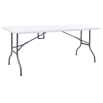 vidaXL Składany stół ogrodowy, biały, 180x72x72 cm, HDPE