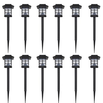 vidaXL Ogrodowe lampy solarne LED, 12 szt., ze szpikulcem 8,6x8,6x38 cm