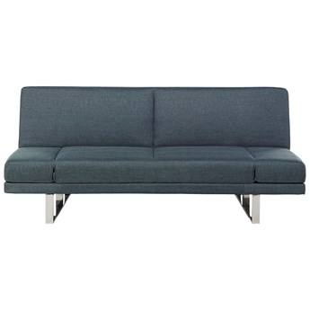 Beliani Sofa rozkładana granatowa 3-osobowa metalowe nogi regulowane podłokietniki nowoczesna