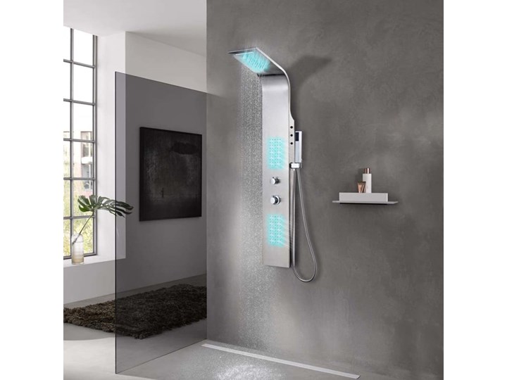 vidaXL Panel prysznicowy ze stali nierdzewnej, zakrzywiony Kategoria Panele prysznicowe Kolor Szary