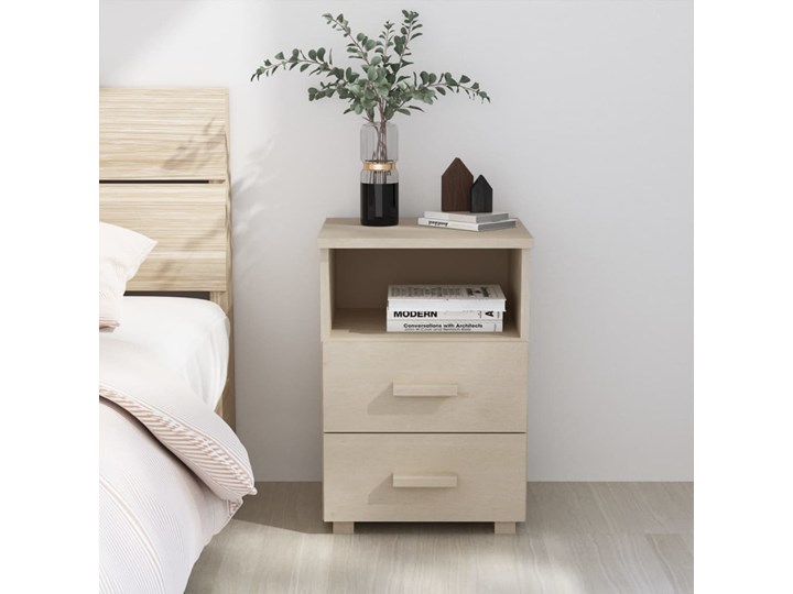 vidaXL Szafka nocna, miodowy brąz, 40x35x62 cm, drewno sosnowe Płyta MDF Płyta laminowana Nocne Szerokość 40 cm Głębokość 35 cm Sosna Pomieszczenie Sypialnia Typ Nocne