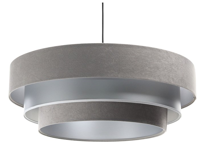 Szaro-srebrna potrójna lampa wisząca - S443-Flina Tworzywo sztuczne Tkanina Lampa z abażurem Metal Pomieszczenie Salon