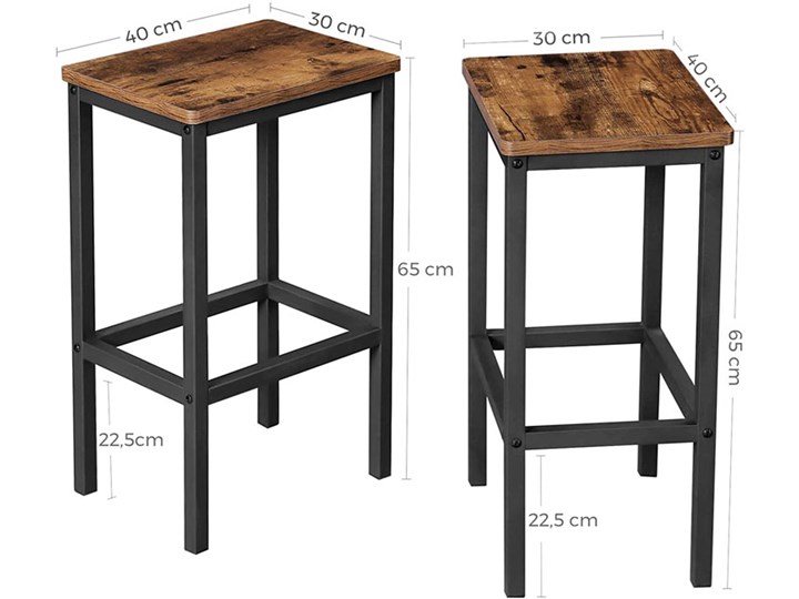 Zestaw 2 industrialnych taboretów kuchennych - Festo 3X Tworzywo sztuczne Wysokość 65 cm Metal Drewno Szerokość 40 cm Głębokość 30 cm Kategoria Krzesła kuchenne Wysokość 80 cm Rodzaj(n) Taborety