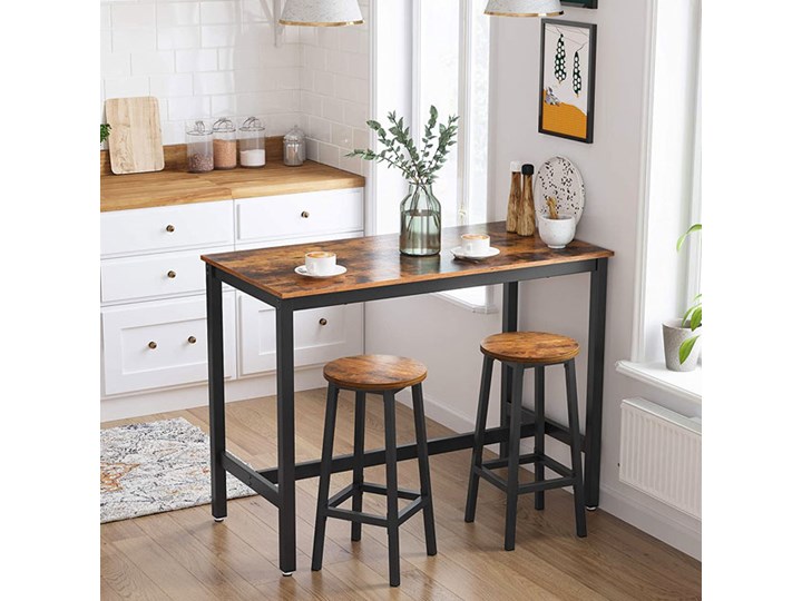 Komplet 2 sztuk okrągłych taboretów kuchennych do loftu - Festo 4X Szerokość 32 cm Wysokość 65 cm Pomieszczenie Kuchnia Wysokość 80 cm Drewno Tworzywo sztuczne Metal Głębokość 32 cm Rodzaj(n) Taborety