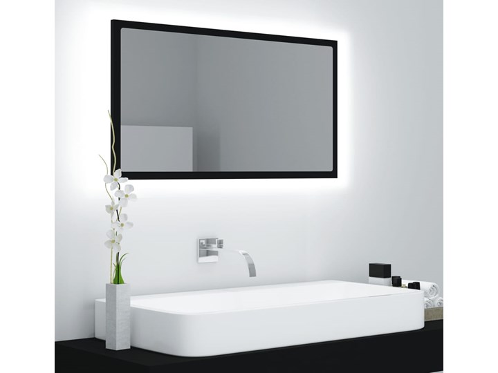 vidaXL Lustro łazienkowe LED, czarne, 80x8,5x37 cm, płyta wiórowa Lustro z ramą Prostokątne Ścienne Styl Nowoczesny