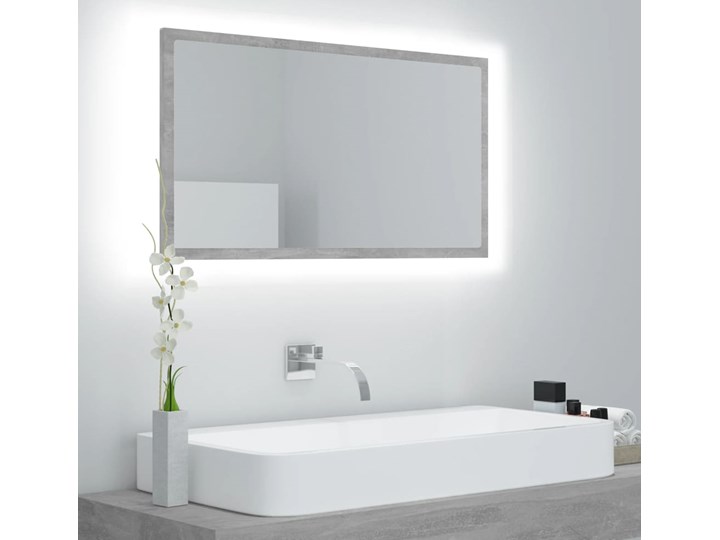 vidaXL Lustro łazienkowe z LED, szarość betonu, 80x8,5x37 cm, płyta Prostokątne Kategoria Lustra Ścienne Lustro z ramą Styl Nowoczesny
