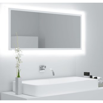 vidaXL Lustro łazienkowe z LED, białe, 100x8,5x37 cm, płyta wiórowa