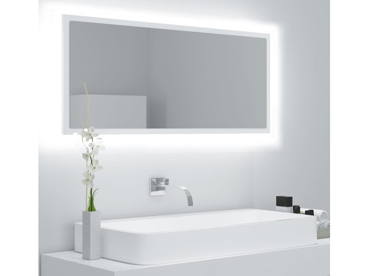 vidaXL Lustro łazienkowe z LED, białe, 100x8,5x37 cm, płyta wiórowa