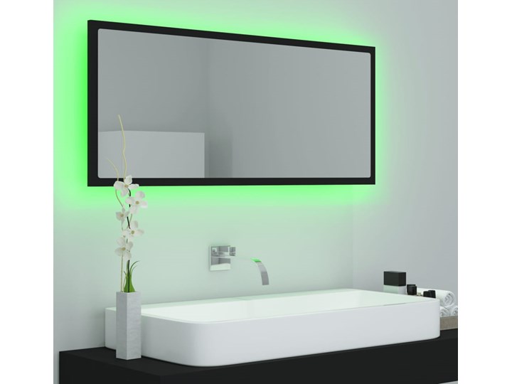 vidaXL Lustro łazienkowe z LED, czarne, 100x8,5x37 cm, płyta wiórowa Pomieszczenie Łazienka Lustro z ramą Ścienne Prostokątne Styl Nowoczesny