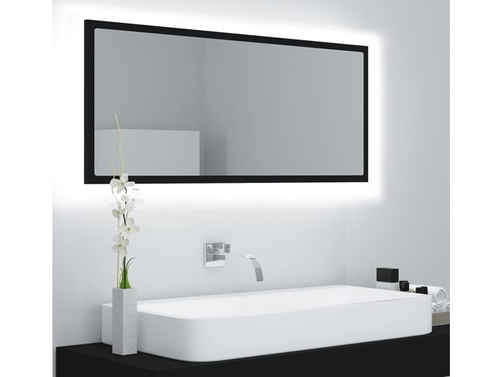 vidaXL Lustro łazienkowe z LED, czarne, 100x8,5x37 cm, płyta wiórowa Lustro z ramą Prostokątne Ścienne Pomieszczenie Łazienka Styl Nowoczesny
