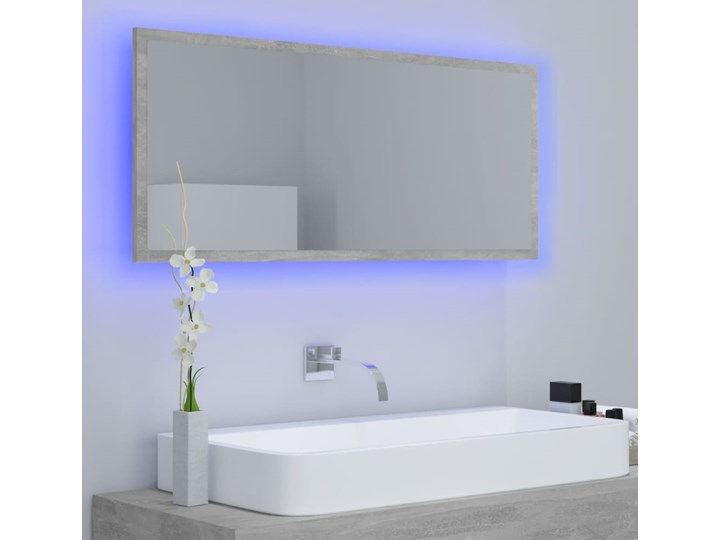 vidaXL Lustro łazienkowe z LED, szarość betonu, 100x8,5x37 cm, płyta Prostokątne Ścienne Pomieszczenie Łazienka