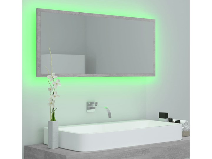 vidaXL Lustro łazienkowe z LED, szarość betonu, 100x8,5x37 cm, płyta Prostokątne Ścienne Pomieszczenie Łazienka