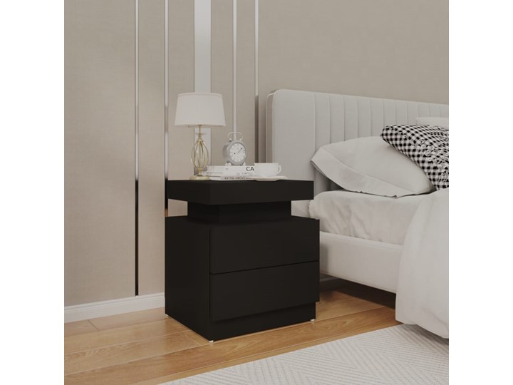 vidaXL Szafka nocna, czarna, 45x35x52 cm, płyta wiórowa Płyta MDF Nocne Szerokość 45 cm Płyta meblowa Głębokość 35 cm Płyta laminowana Typ Nocne