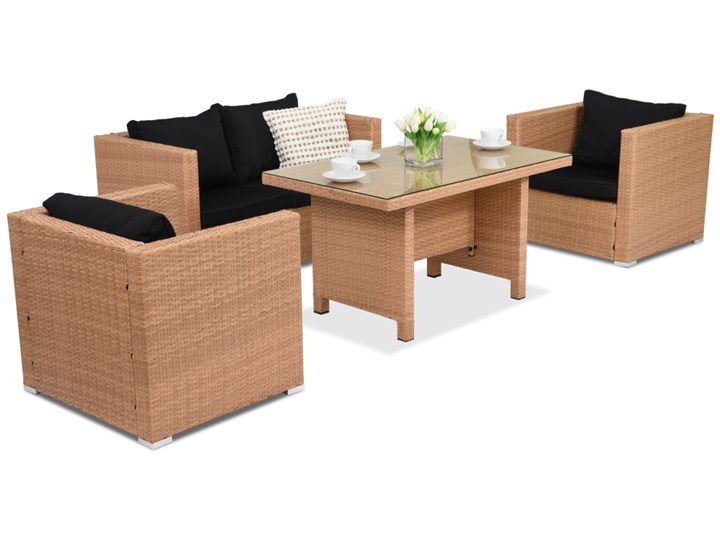 Meble ogrodowe z technorattanu Roma Apetito 4 Garden Point miodowe