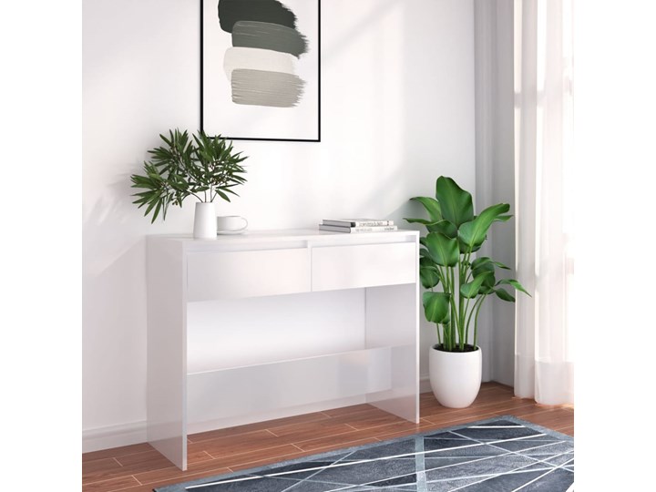 vidaXL Stolik konsolowy, biały, 100x35x76,5 cm, płyta wiórowa Pomieszczenie Salon