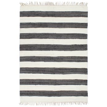 vidaXL Ręcznie tkany dywan Chindi 120x170cm bawełna, antracytowo-biały