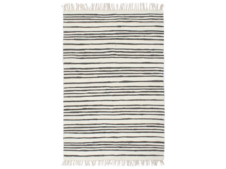 vidaXL Ręcznie tkany dywan Chindi 160x230cm bawełna, antracytowo-biały Nieregularny Kolor Szary 160x230 cm Dywaniki Prostokątny Dywany Wzór Paski